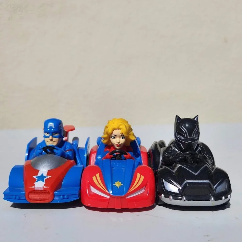 Marvel Superhero Cars Vehicles Bundle 3 Set Pull Back Black Panther Captain Amer